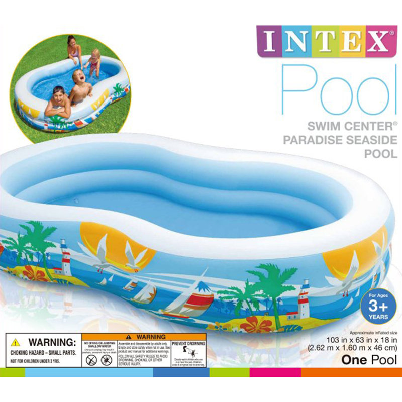 Intex 8.5" x 5.25" x 18" Seaside Paradise Inflatable Kiddie Pool & Electric Air Pump Wayfair